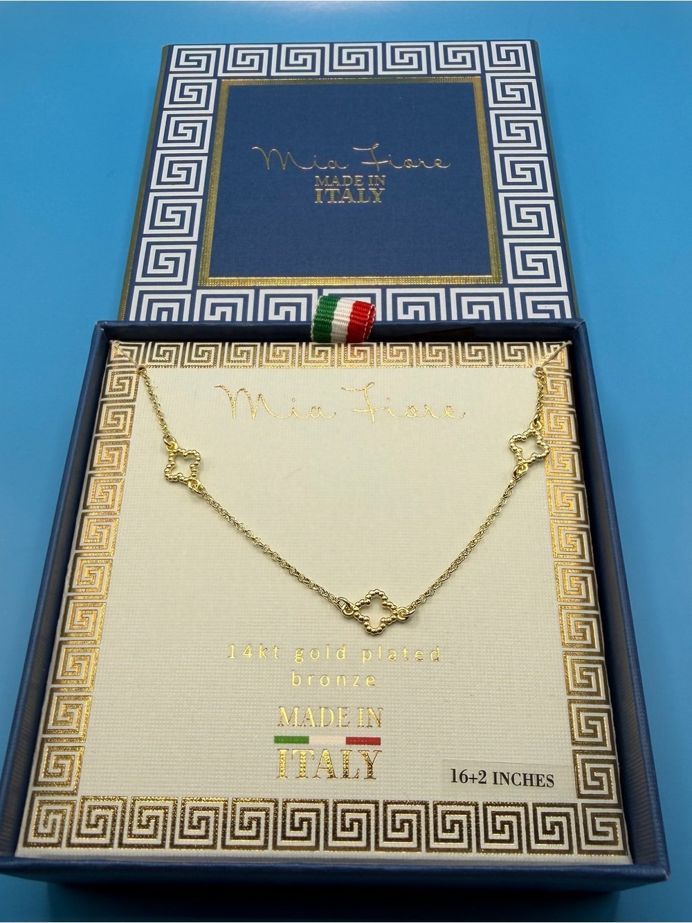 Mia Fiore 14kt Gold Plated Clover Necklace Made in Italy